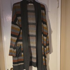 Jade By Jane Striped Open Front Cardigan